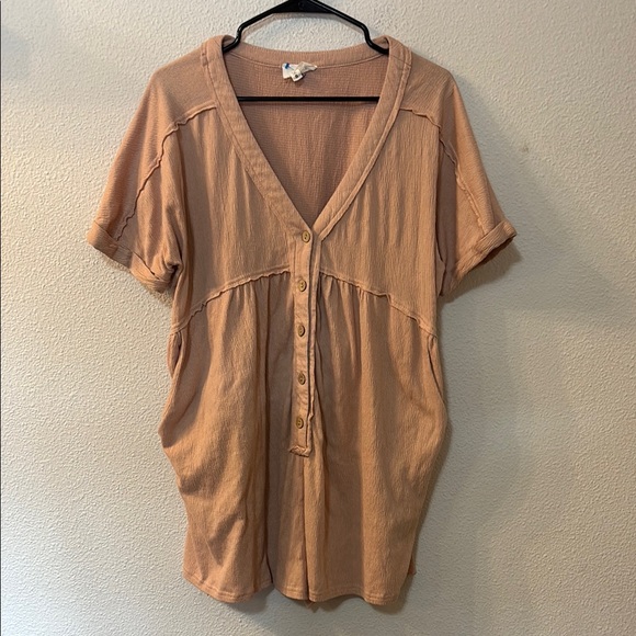 Heyson light pink button down romper size small - Picture 1 of 7
